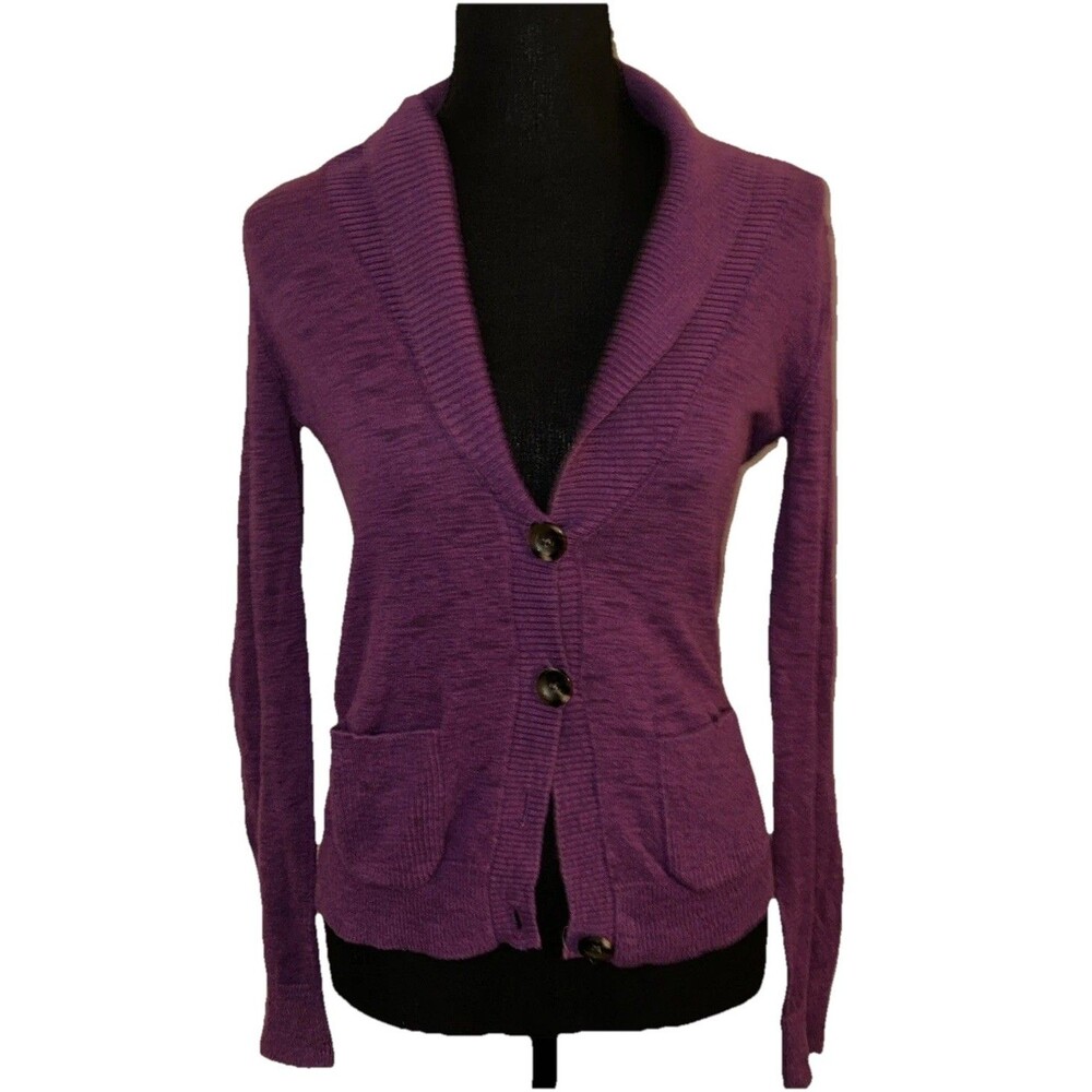 Mossimo Supply Co. Purple Long Sleeve Cardigan Small Missing Button
